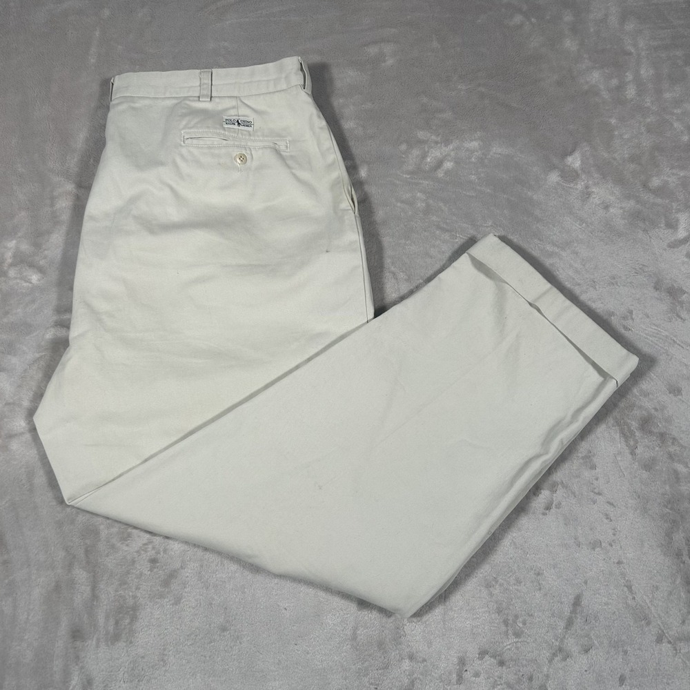 VTG 90s Polo Ralph Lauren Hammond Pant Men 42x30 Khaki Classic Chino Pleated - Picture 1 of 16